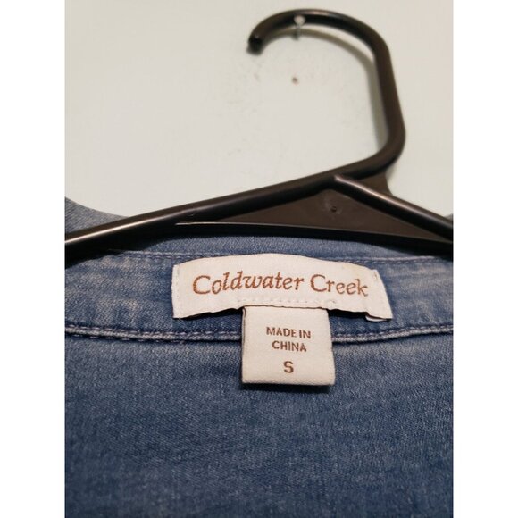 Coldwater Creek Women S Shirt Snap Front Blue Denim Western Embroidery Southwest - Picture 5 of 6